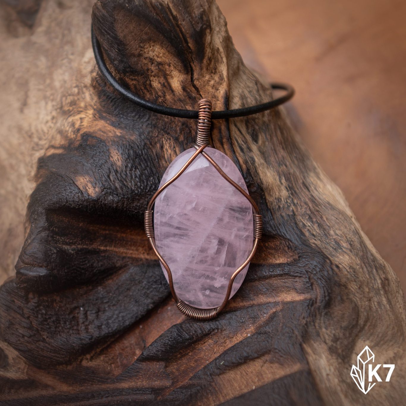 Rosenquarz Anhänger Drahtschmuck Unikat Rosenquarz Anhänger Drahtschmuck Heilsteinschmuck Rosenquarz Cabochon